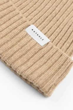 Hot Rotholz Klassische Mutze Wollmix Ripp - Beige