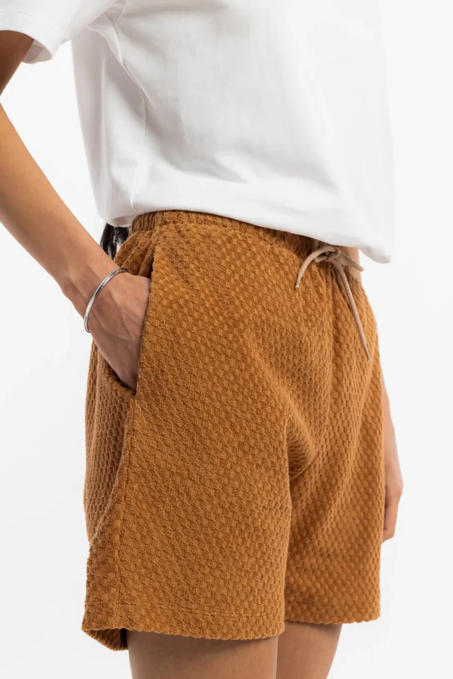 Discount Rotholz Kurze Frottee Hose Bio Baumwolle - Karamell