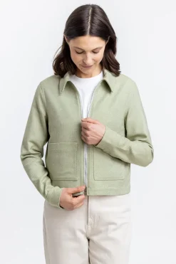 Sale Rotholz Kurze Jacke Aus Bio Canvas Grun Kariert