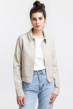 Rotholz Kurze Jacke Aus Bio Canvas Beige Kariert