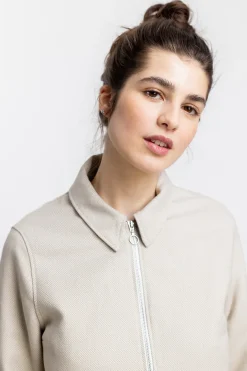 Rotholz Kurze Jacke Aus Bio Canvas Beige Kariert