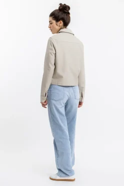 Rotholz Kurze Jacke Aus Bio Canvas Beige Kariert
