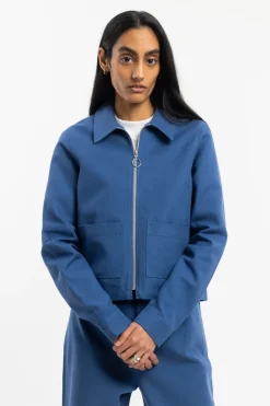 Hot Rotholz Kurze Jacke Bio Baumwolle - Blau