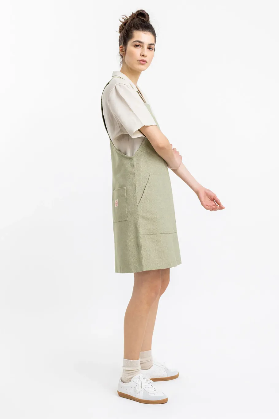 Outlet Rotholz Latzkleid Aus Bio Canvas Grun Kariert