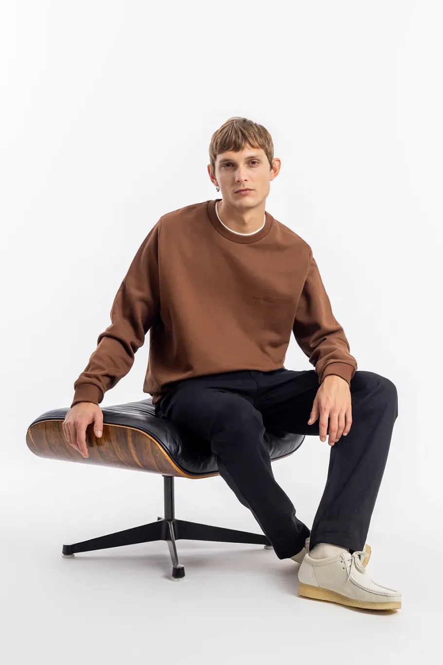 New Rotholz Logo Sweatshirt Bio Baumwolle - Braun