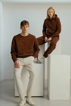 New Rotholz Logo Sweatshirt Bio Baumwolle - Braun