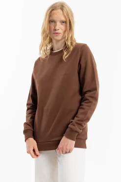 Outlet Rotholz Logo Sweatshirt Bio Baumwolle - Braun