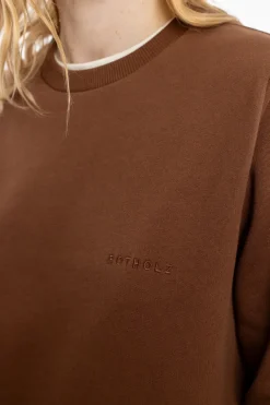 Outlet Rotholz Logo Sweatshirt Bio Baumwolle - Braun