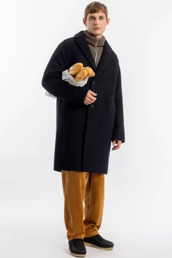 Rotholz Mantel Bio Wollmischung - Schwarz