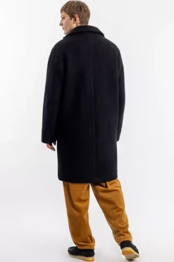 Rotholz Mantel Bio Wollmischung - Schwarz