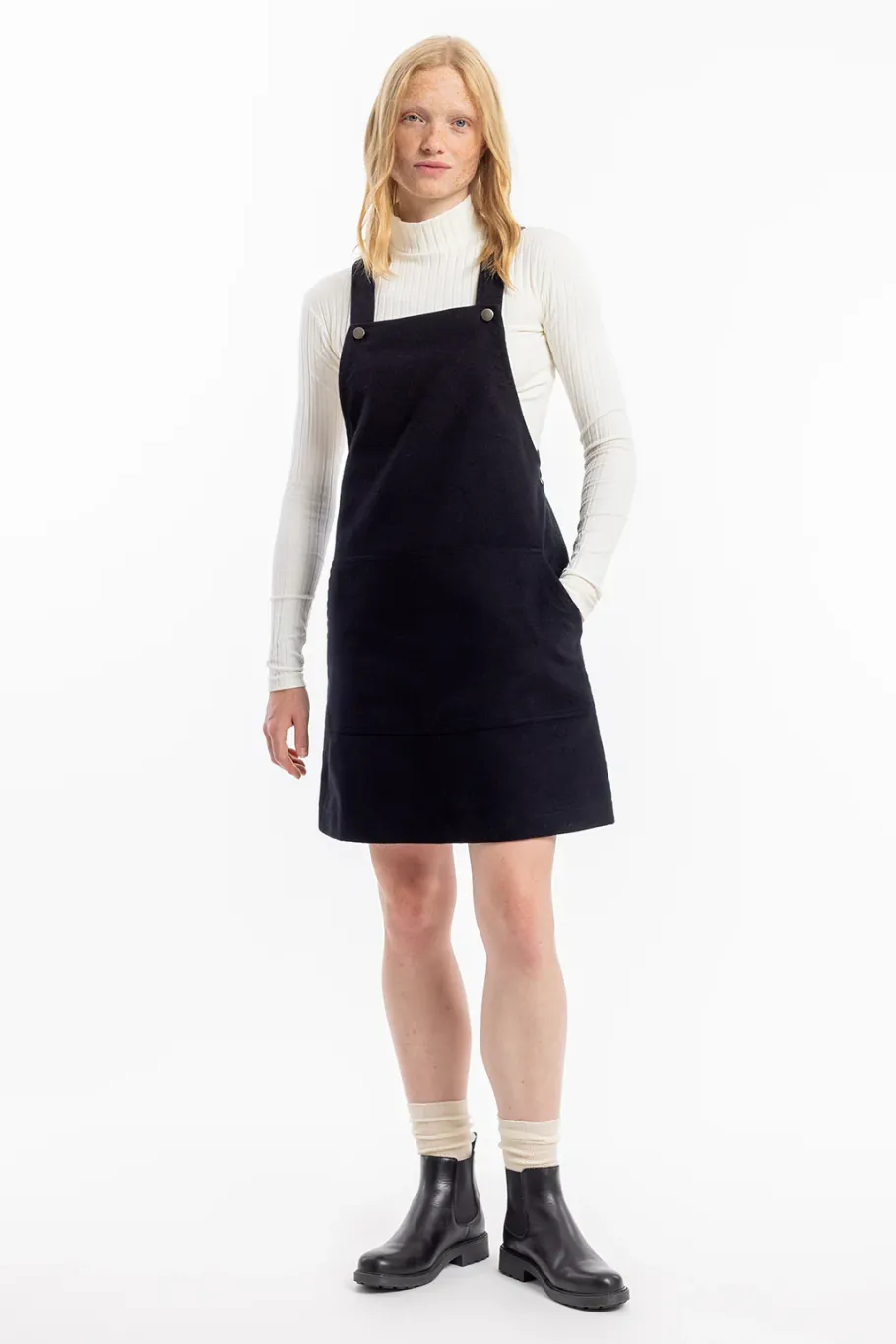New Rotholz Moleskin Latzkleid Bio Baumwolle - Schwarz