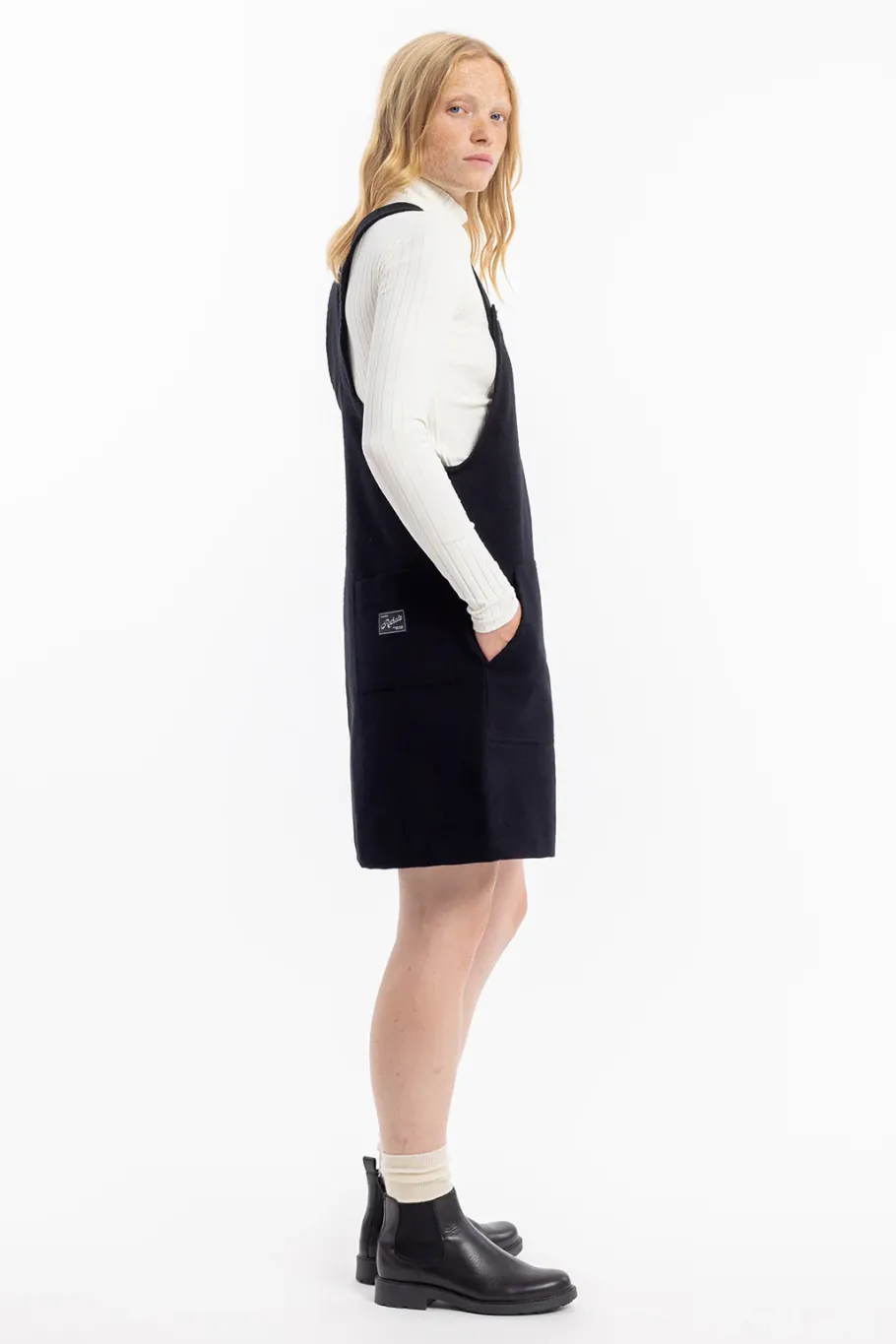 New Rotholz Moleskin Latzkleid Bio Baumwolle - Schwarz
