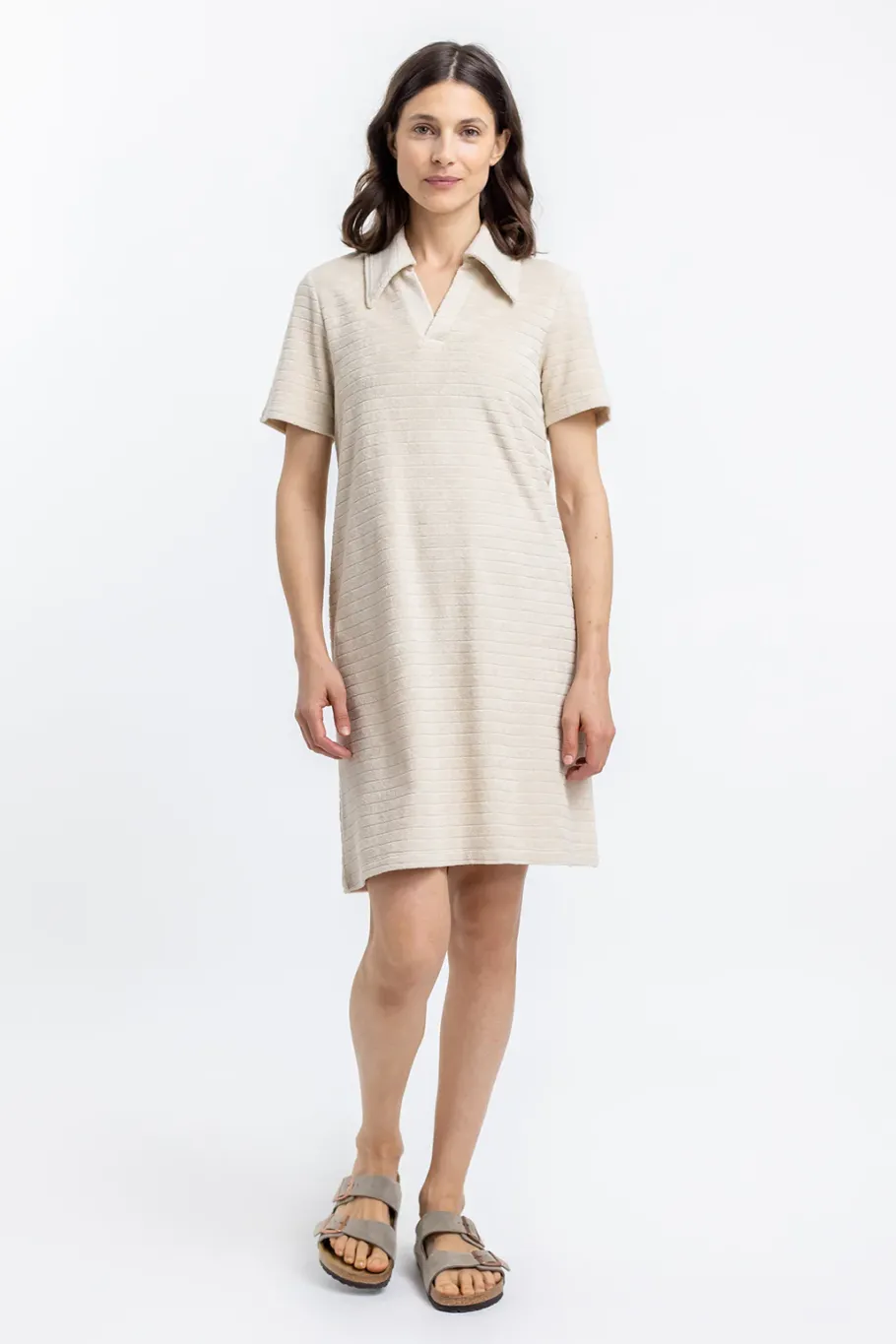 Outlet Rotholz Polo Kleid Aus Bio Frottee Creme