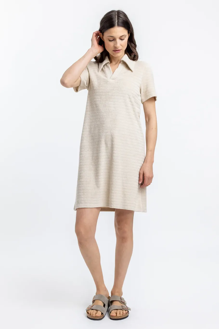 Outlet Rotholz Polo Kleid Aus Bio Frottee Creme