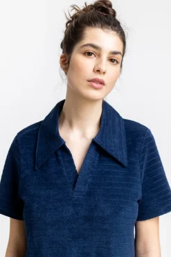 Rotholz Polo Kleid Aus Bio Frottee Blau