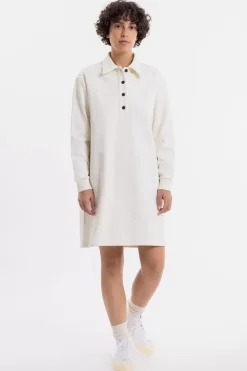 New Rotholz Polo Kleid Aus Bio-Baumwolle Weis