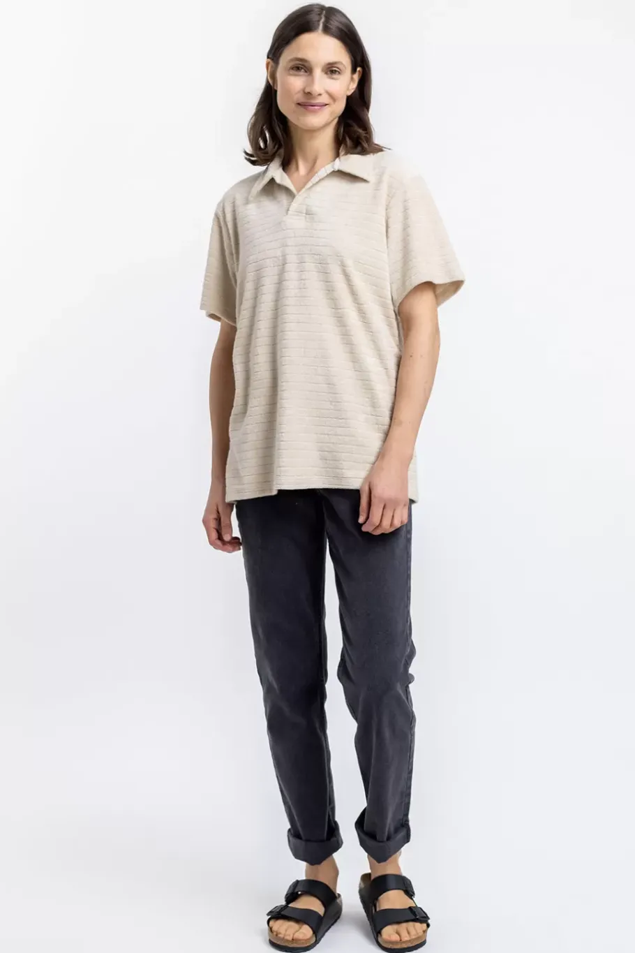 Best Rotholz Polo Shirt Aus Bio Frottee Creme
