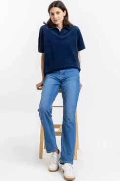 Hot Rotholz Polo Shirt Aus Bio Frottee Blau