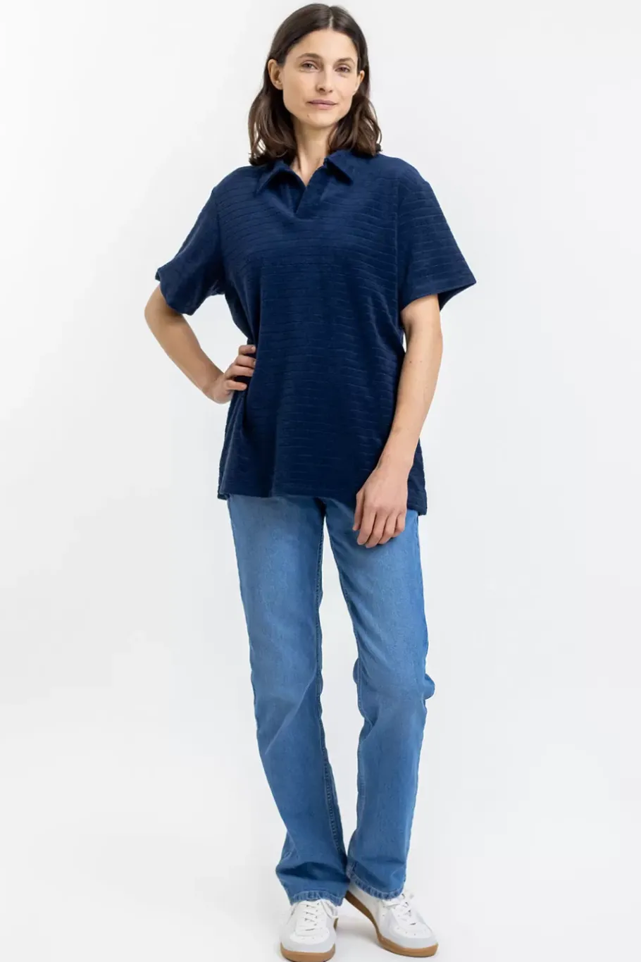 Hot Rotholz Polo Shirt Aus Bio Frottee Blau