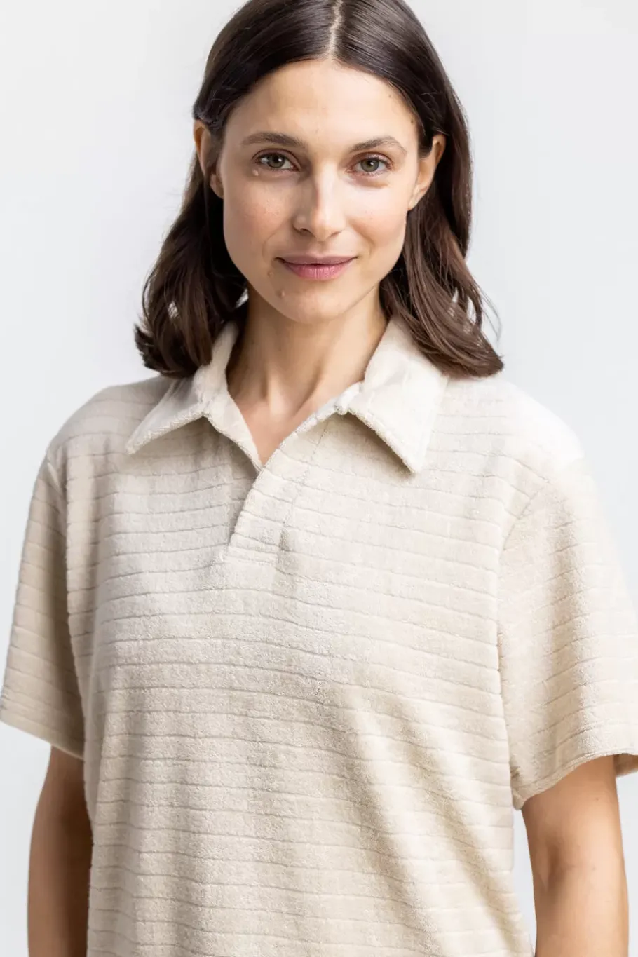Online Rotholz Polo Shirt Aus Bio Frottee Creme