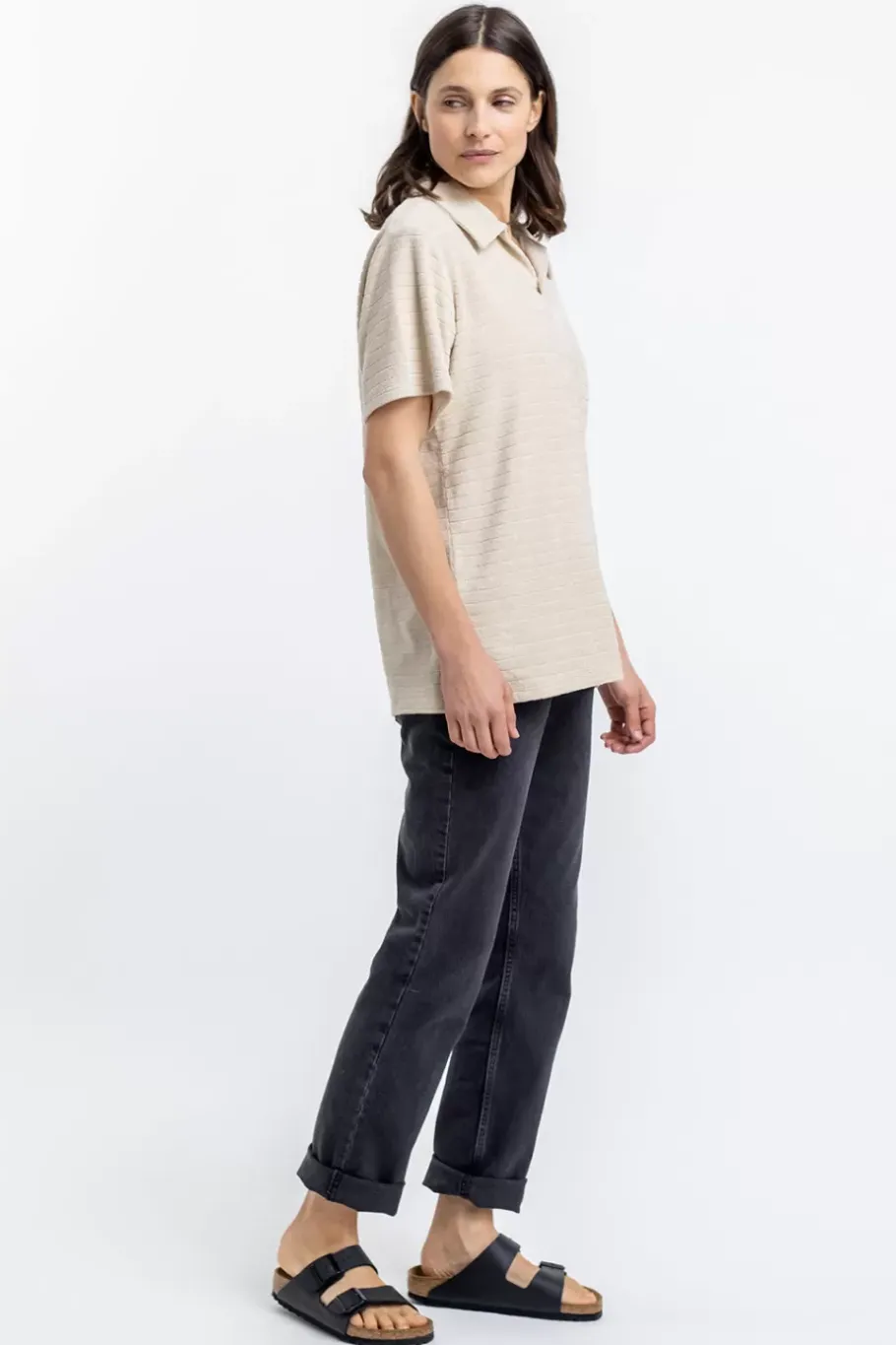Online Rotholz Polo Shirt Aus Bio Frottee Creme
