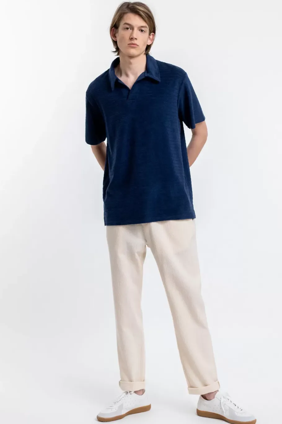 New Rotholz Polo Shirt Aus Bio Frottee Blau