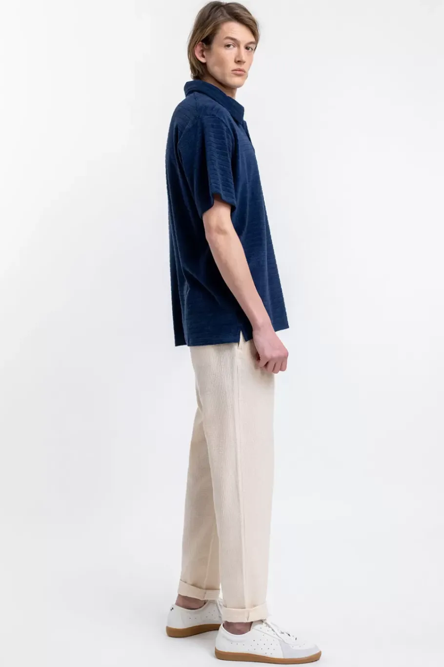 New Rotholz Polo Shirt Aus Bio Frottee Blau