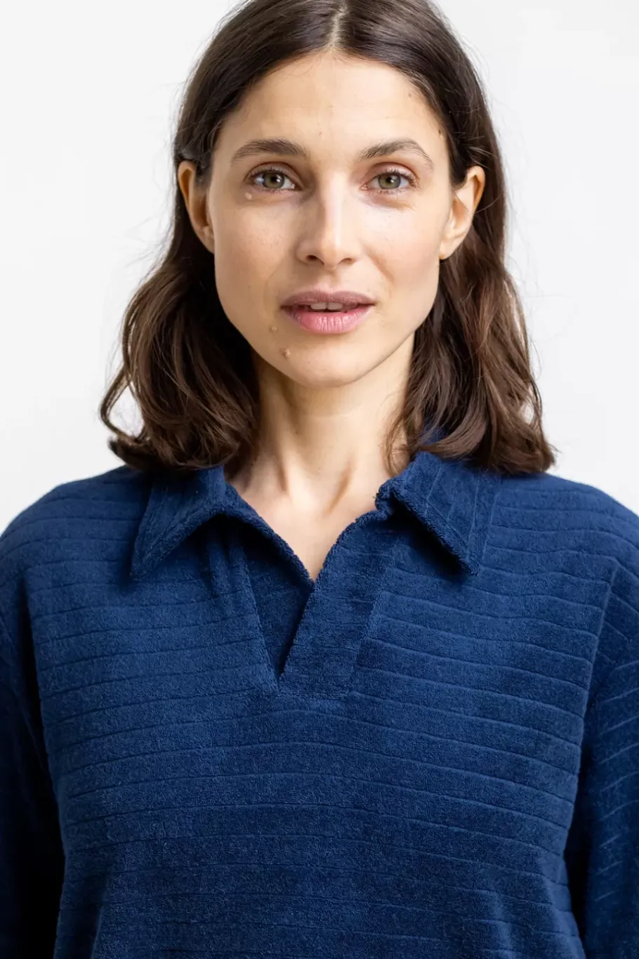New Rotholz Polo Shirt Aus Bio Frottee Blau