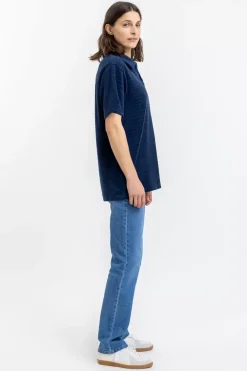 New Rotholz Polo Shirt Aus Bio Frottee Blau
