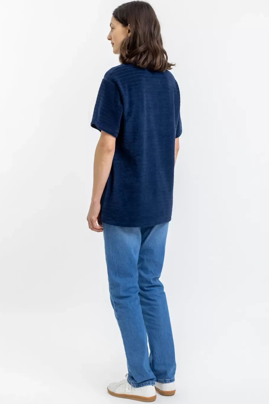 New Rotholz Polo Shirt Aus Bio Frottee Blau