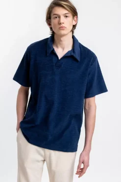 Hot Rotholz Polo Shirt Aus Bio Frottee Blau