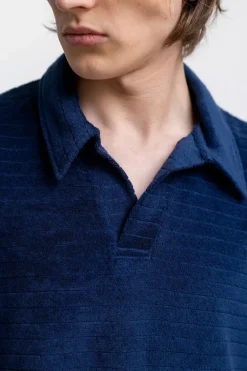 Hot Rotholz Polo Shirt Aus Bio Frottee Blau