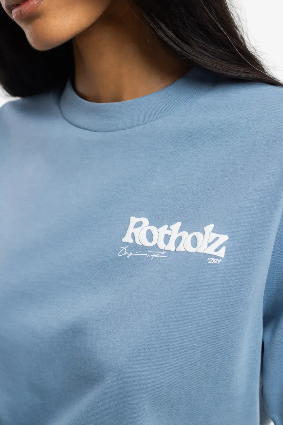 Outlet Rotholz Retro Logo T-Shirt Bio Baumwolle - Hellblau