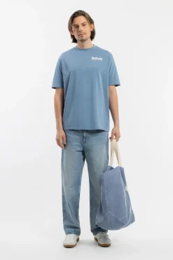 Online Rotholz Retro Logo T-Shirt Bio Baumwolle - Hellblau