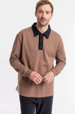 Best Rotholz Schweres Polo Sweatshirt Aus Bio-Baumwolle Braun