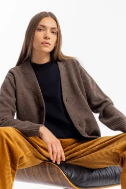 Online Rotholz Strick Cardigan Wollmischung - Braun