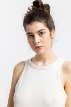 Online Rotholz Strick Kleid Aus Bio-Baumwolle Off-White