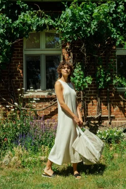 Online Rotholz Strick Kleid Aus Bio-Baumwolle Off-White