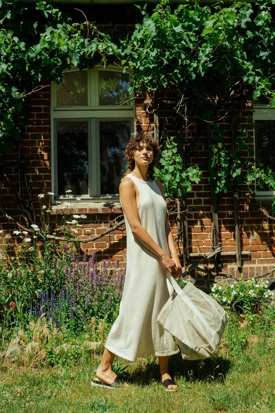 Online Rotholz Strick Kleid Aus Bio-Baumwolle Off-White
