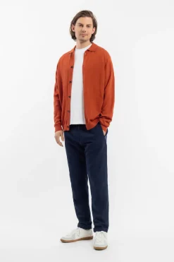 Hot Rotholz Strick Shirt Merinowolle - Rot