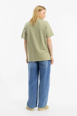 Sale Rotholz Strukturiertes T-Shirt Bio Baumwolle - Grun