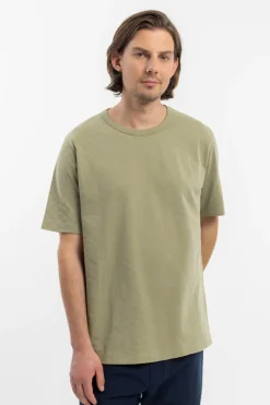 Clearance Rotholz Strukturiertes T-Shirt Bio Baumwolle - Grun
