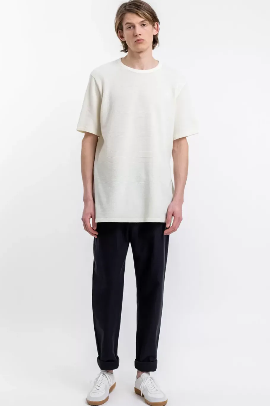 Hot Rotholz T-Shirt Aus Waffle Cotton Weis