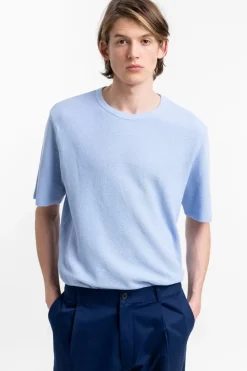 Clearance Rotholz T-Shirt Aus Waffle Cotton Hellblau