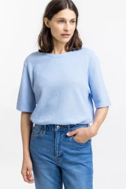 Hot Rotholz T-Shirt Aus Waffle Cotton Hellblau