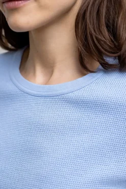 Hot Rotholz T-Shirt Aus Waffle Cotton Hellblau