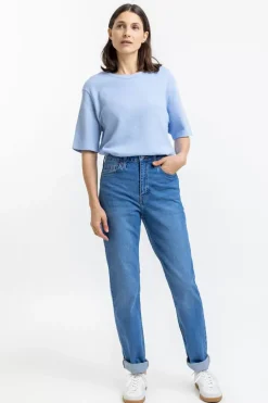 Hot Rotholz T-Shirt Aus Waffle Cotton Hellblau
