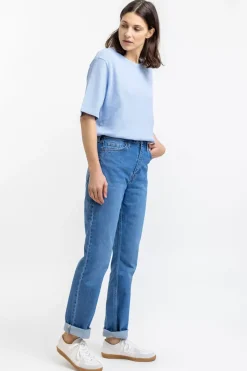 Hot Rotholz T-Shirt Aus Waffle Cotton Hellblau