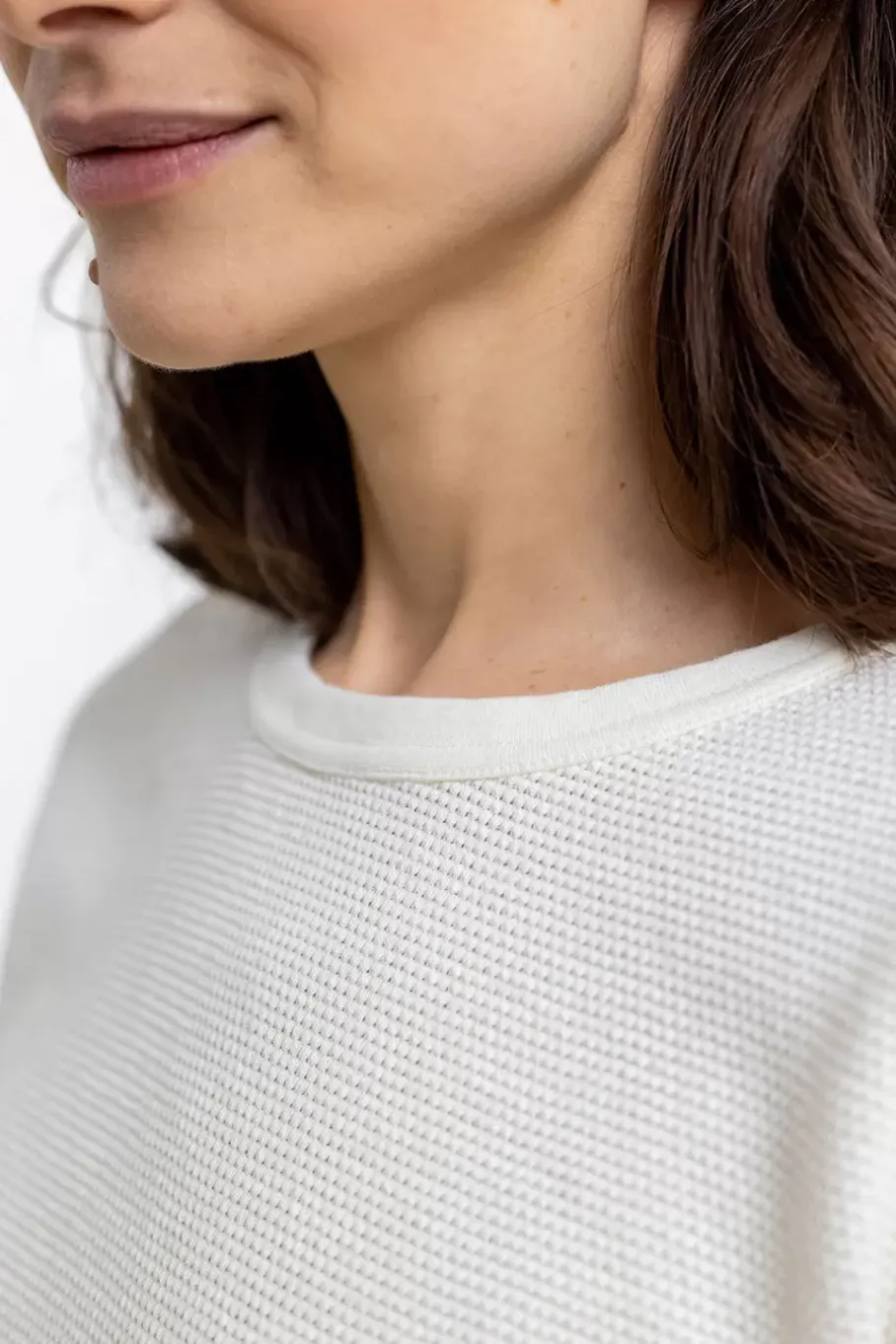 Outlet Rotholz T-Shirt Aus Waffle Cotton Weis