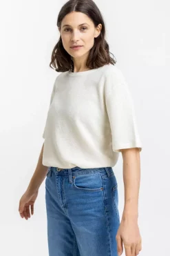 Outlet Rotholz T-Shirt Aus Waffle Cotton Weis
